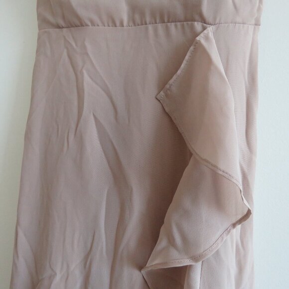 BIRDY GREY Taupe Ruffle Chiffon Maxi Bridesmaid Dress Wedding Neutral - Size XS - Picture 9 of 16